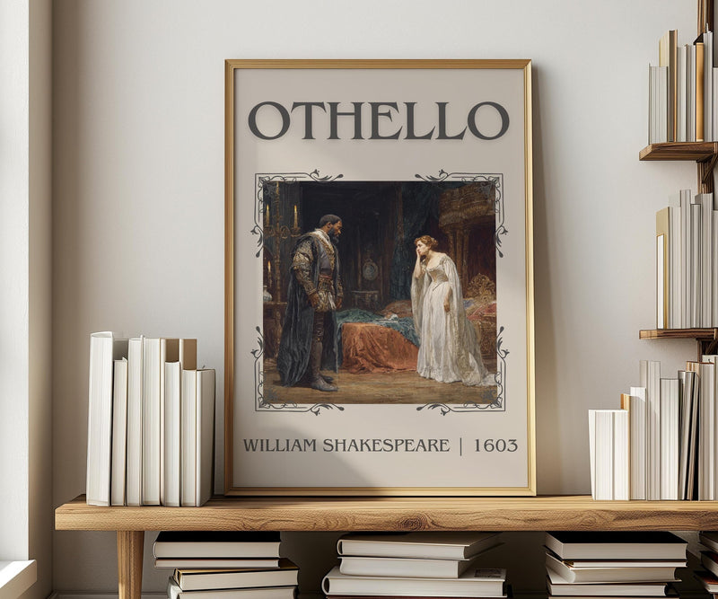 Othello classic book art print in frame leaning in hallway – classic literature wall art