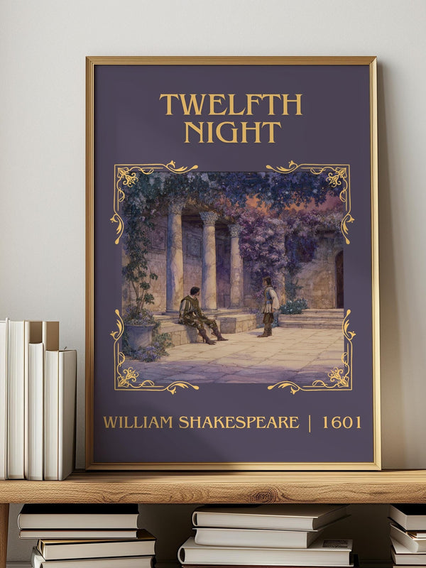 Twelfth Night classic book art print in frame leaning in hallway – classic literature wall art