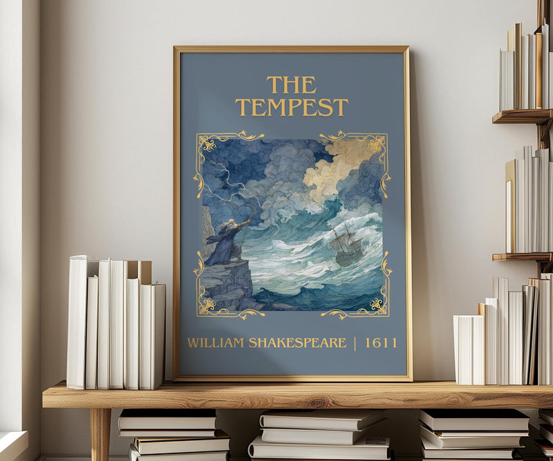 The Tempest classic book art print in frame leaning in hallway – classic literature wall art