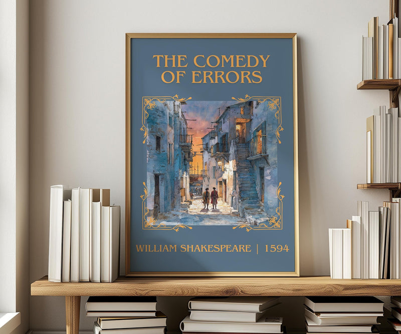 The Comedy of Errors classic book art print in frame leaning in hallway – classic literature wall art