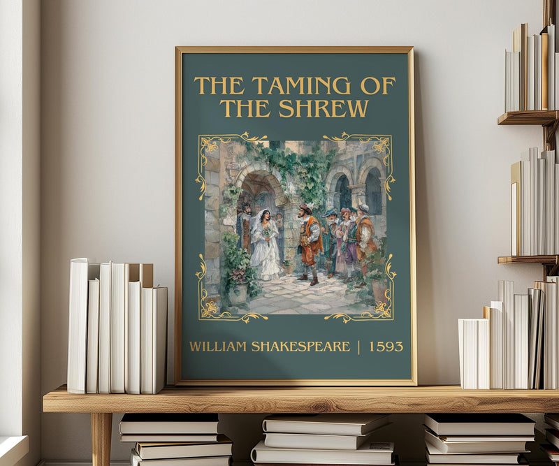 The Taming of the Shrew classic book art print in frame leaning in hallway – classic literature wall art