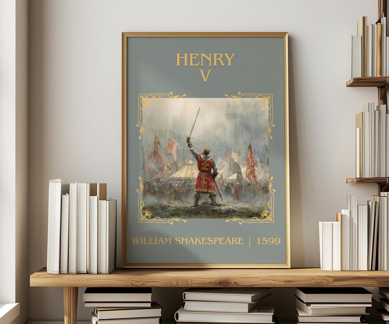 Henry V classic book art print in frame leaning in hallway – classic literature wall art