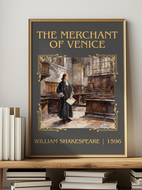 The Merchant of Venice classic book art print in frame leaning in hallway – classic literature wall art