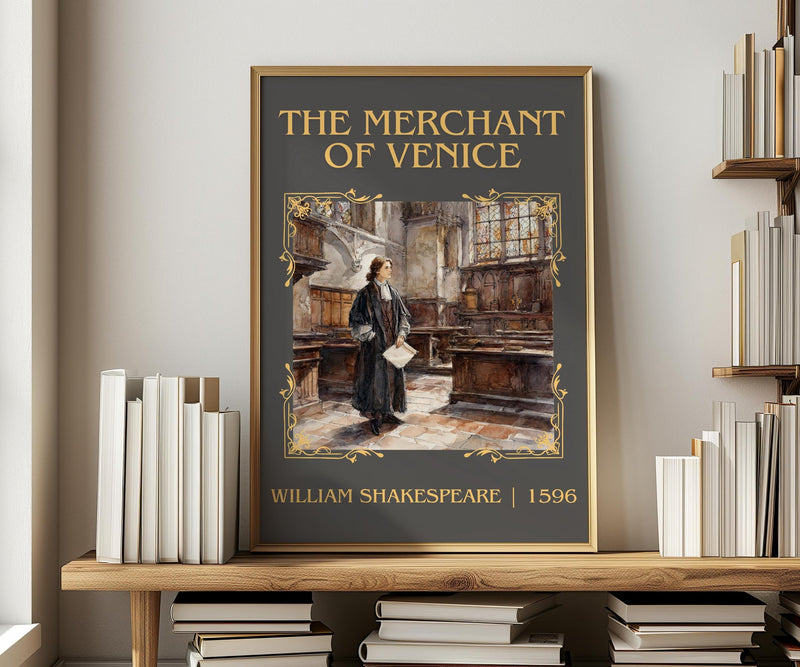 The Merchant of Venice classic book art print in frame leaning in hallway – classic literature wall art