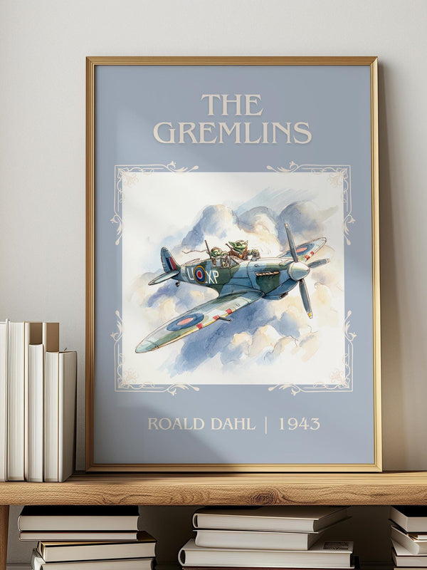 The Gremlins classic book art print in frame leaning in hallway – childrens wall art