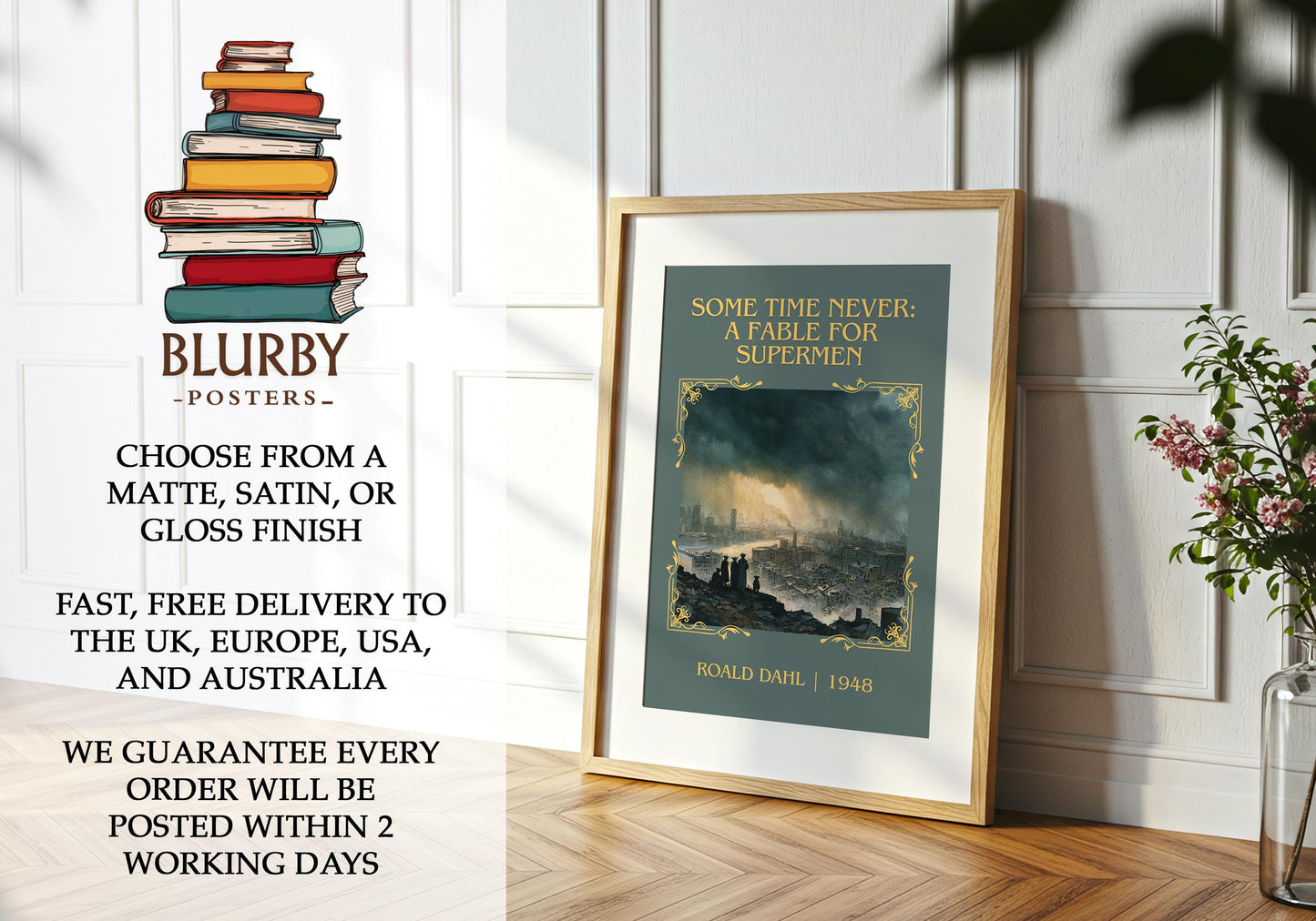 Some Time Never: A Fable For Supermen by Roald Dahl | Descriptive Book Poster | Minimalist