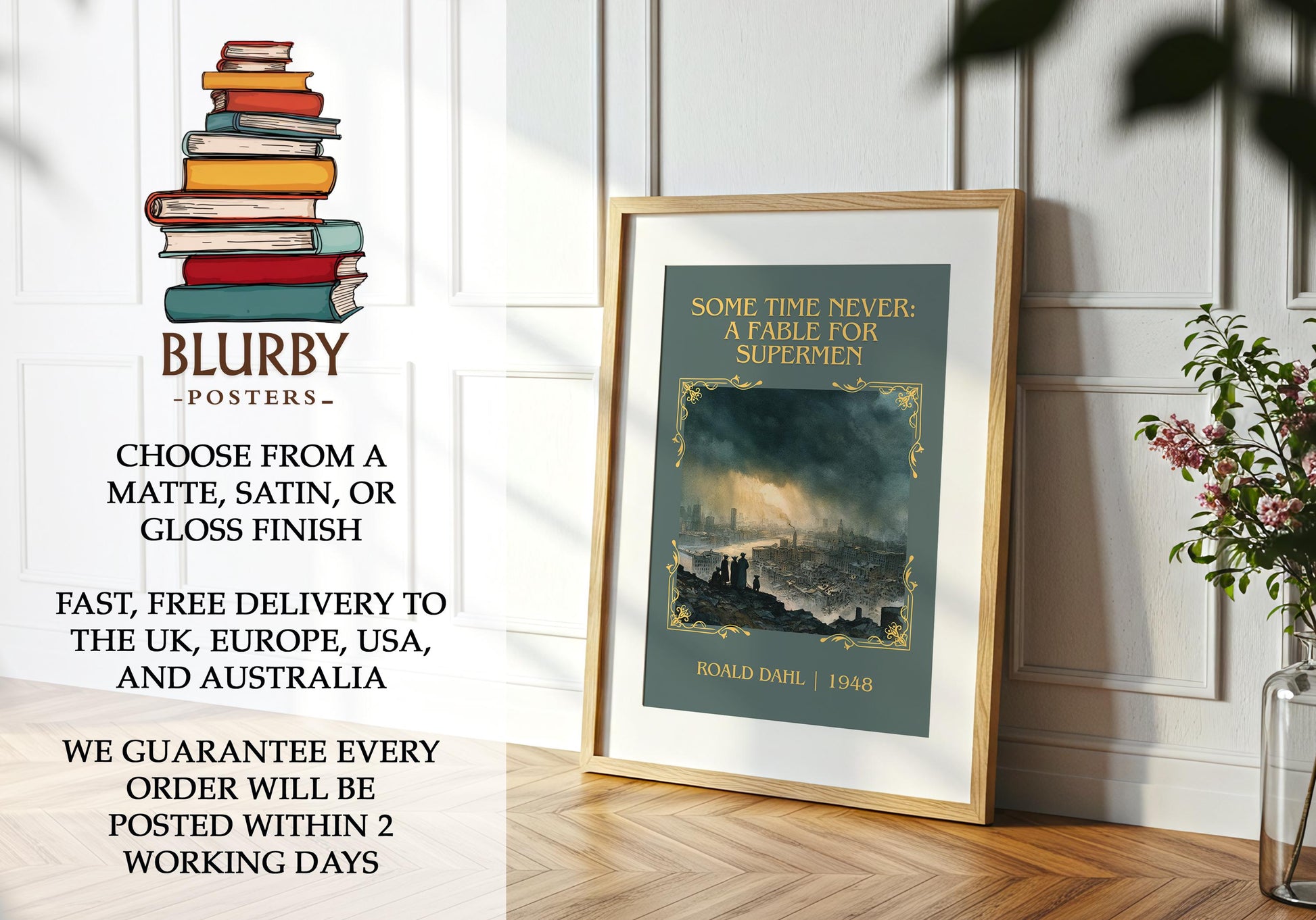 Some Time Never: A Fable For Supermen by Roald Dahl | Descriptive Book Poster | Minimalist