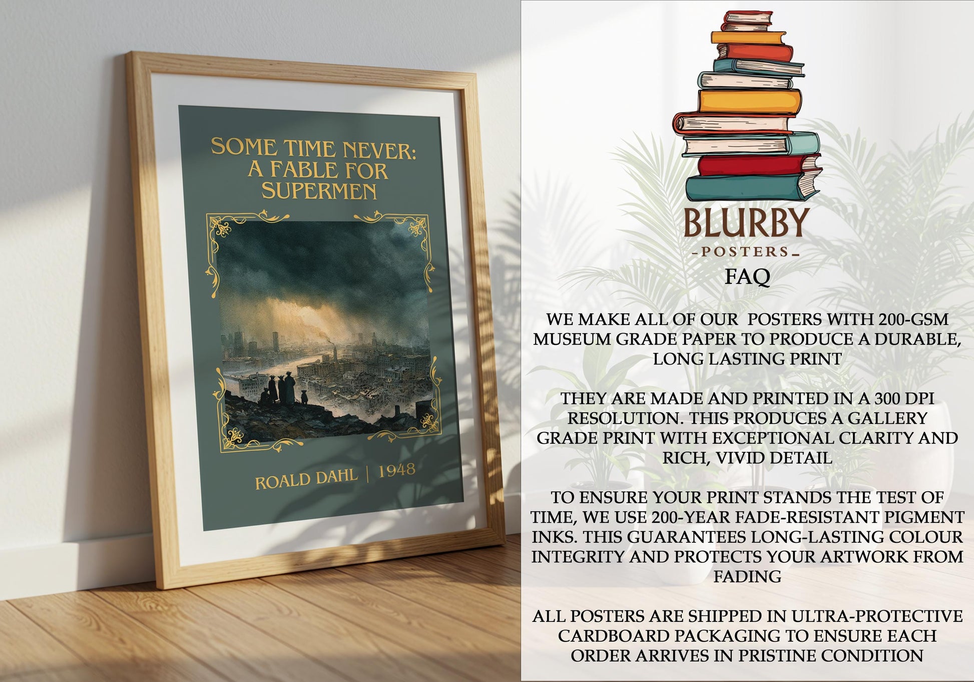 Some Time Never: A Fable For Supermen by Roald Dahl | Descriptive Book Poster | Minimalist