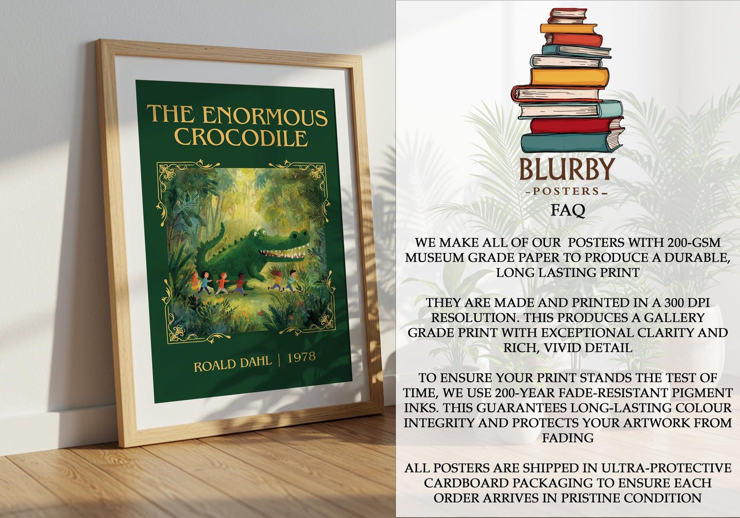 The Enormous Crocodile by Roald Dahl | Descriptive Book Poster | Minimalist