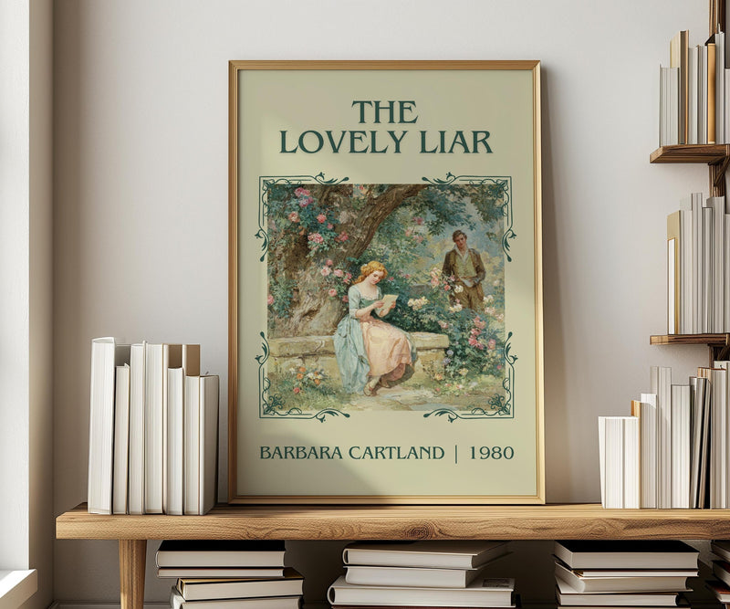 The Lovely Liar classic book art print in frame leaning in hallway – romance wall art