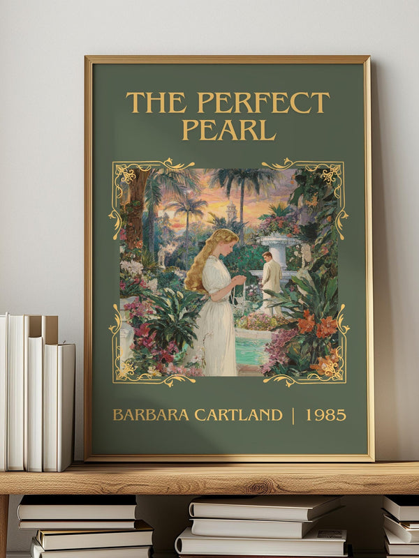 The Perfect Pearl classic book art print in frame leaning in hallway – romance wall art
