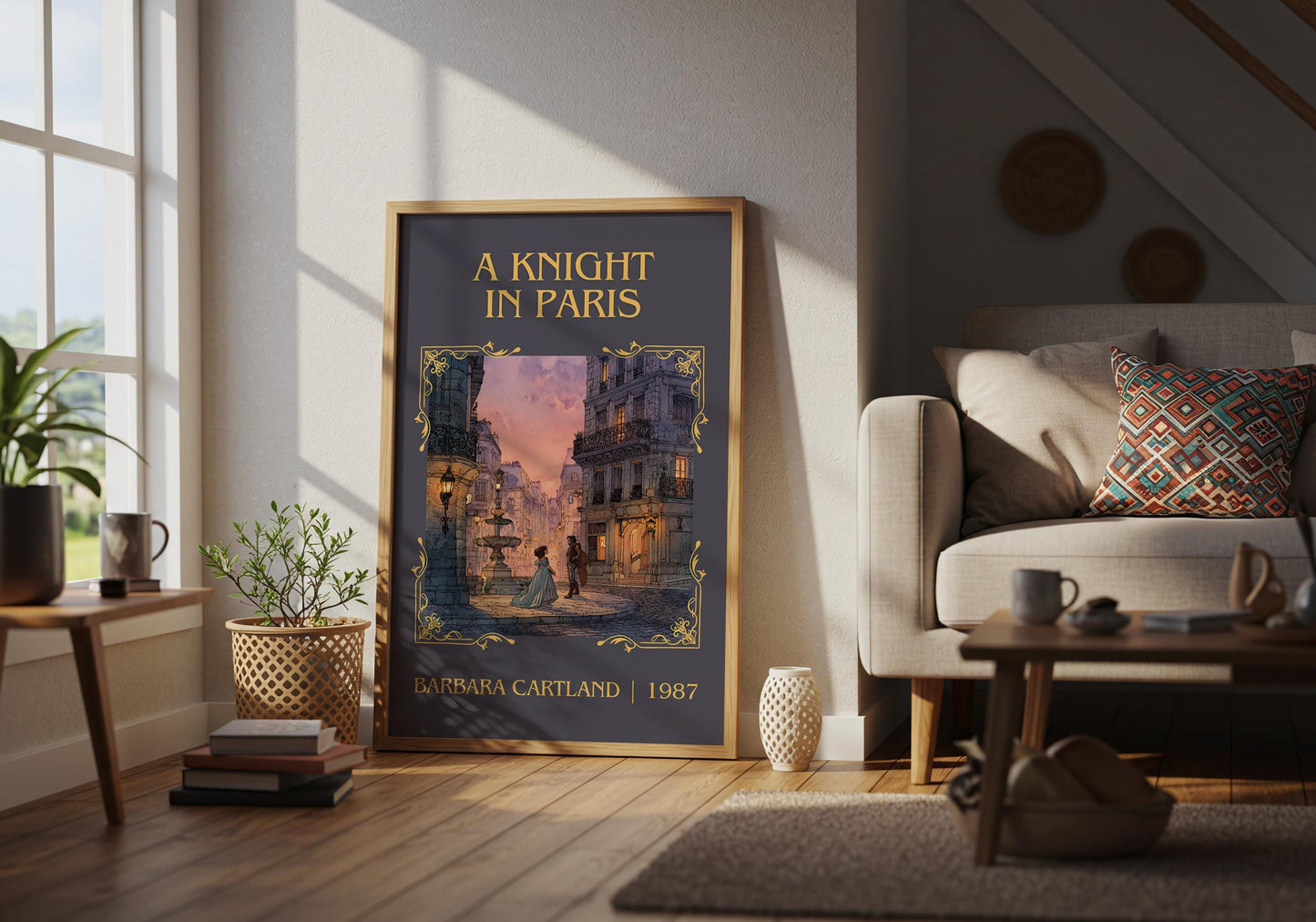 A Knight In Paris by Barbara Cartland | Descriptive Book Poster | Minimalist