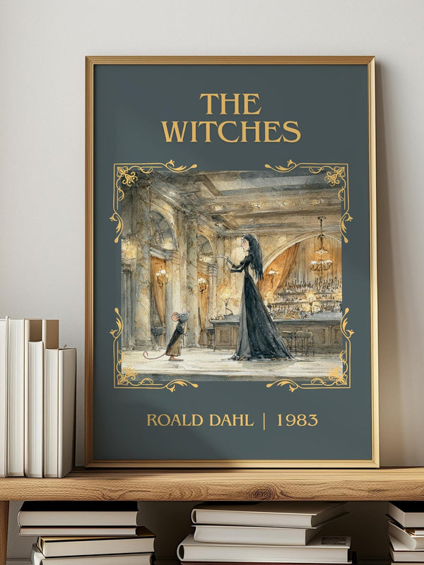 The Witches classic book art print in frame leaning in hallway – childrens wall art