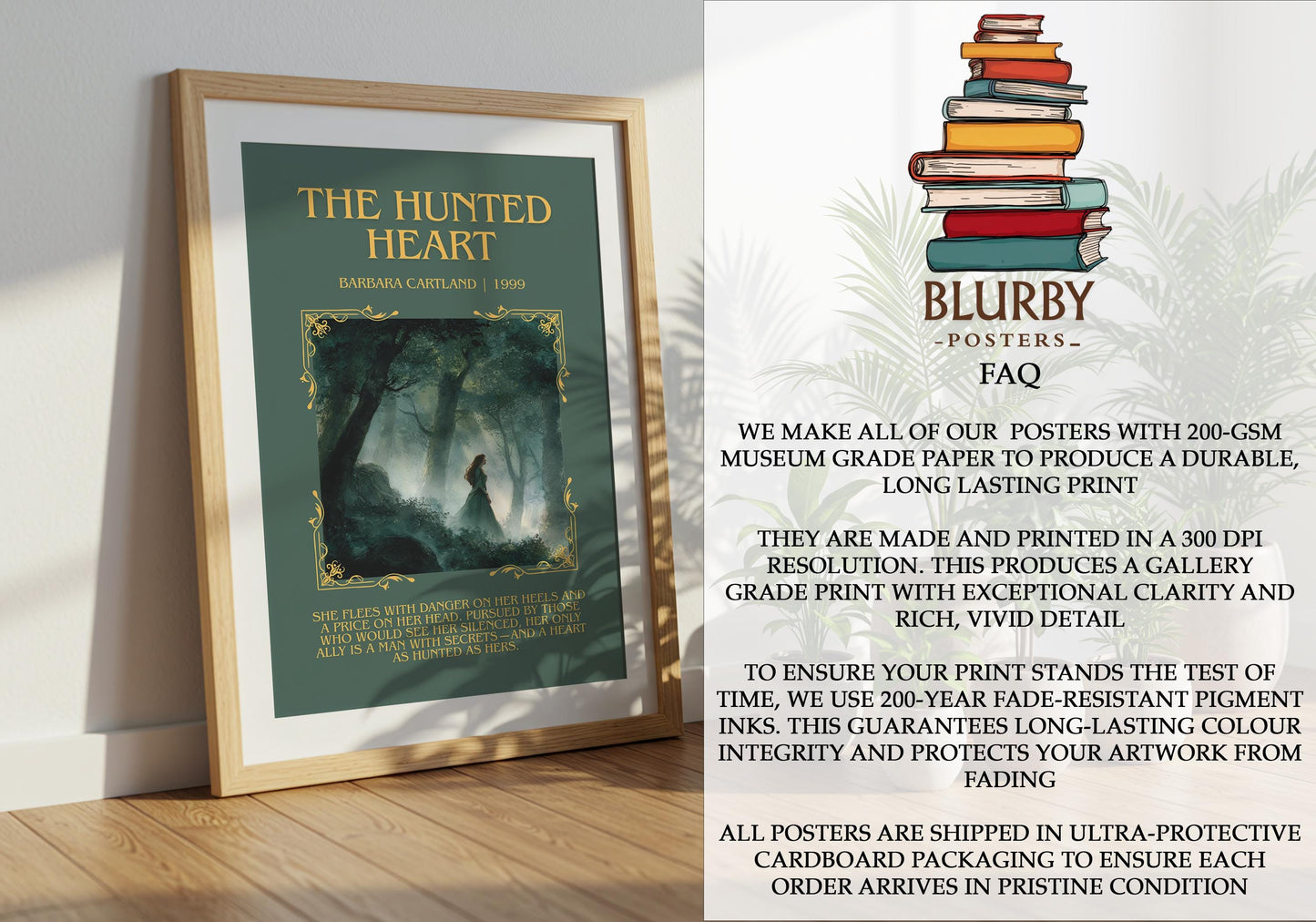 The Hunted Heart by Barbara Cartland | Descriptive Book Poster | Blurby