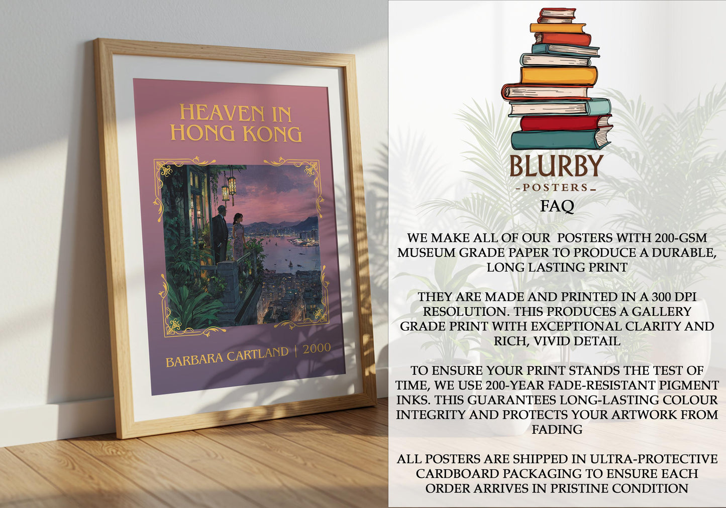 Heaven In Hong Kong by Barbara Cartland | Descriptive Book Poster | Minimalist