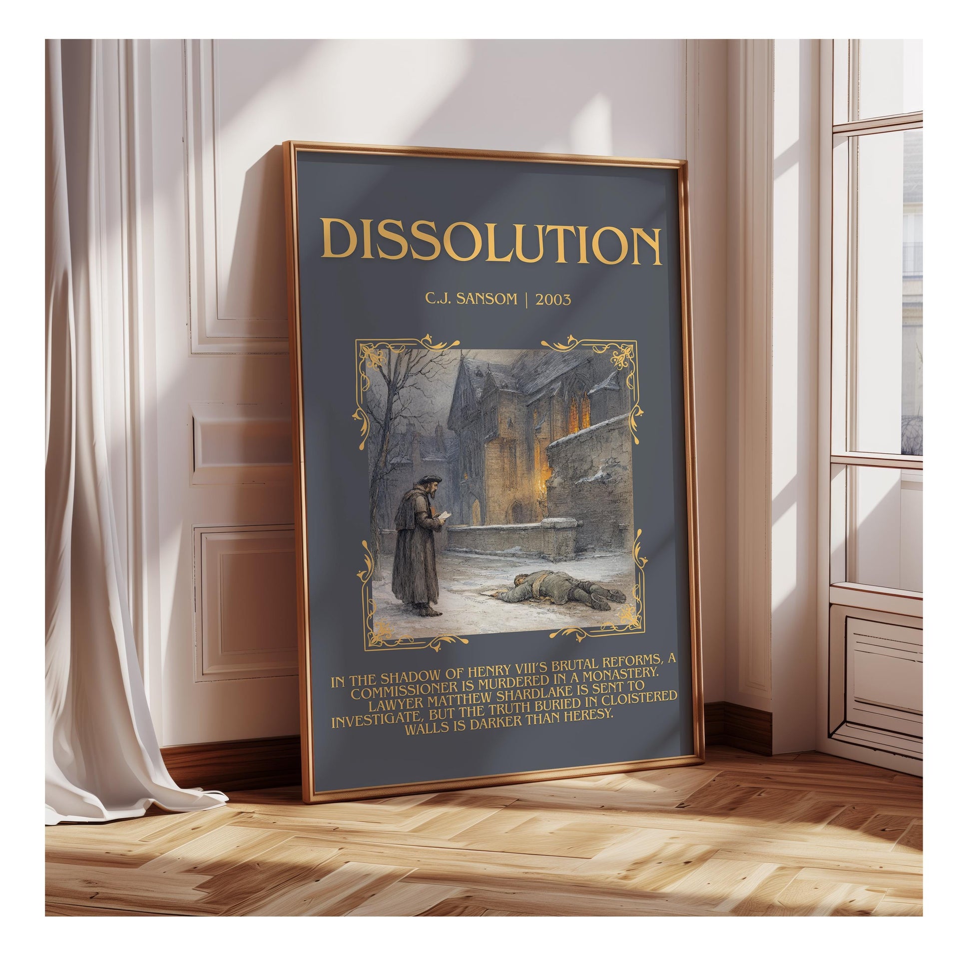 Dissolution by C.J. Sansom | Descriptive Book Poster | Blurby