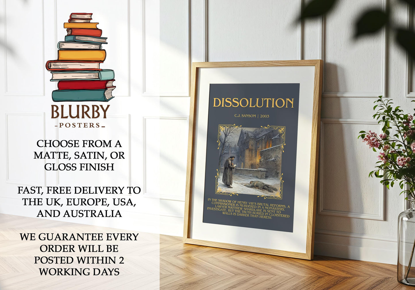 Dissolution by C.J. Sansom | Descriptive Book Poster | Blurby