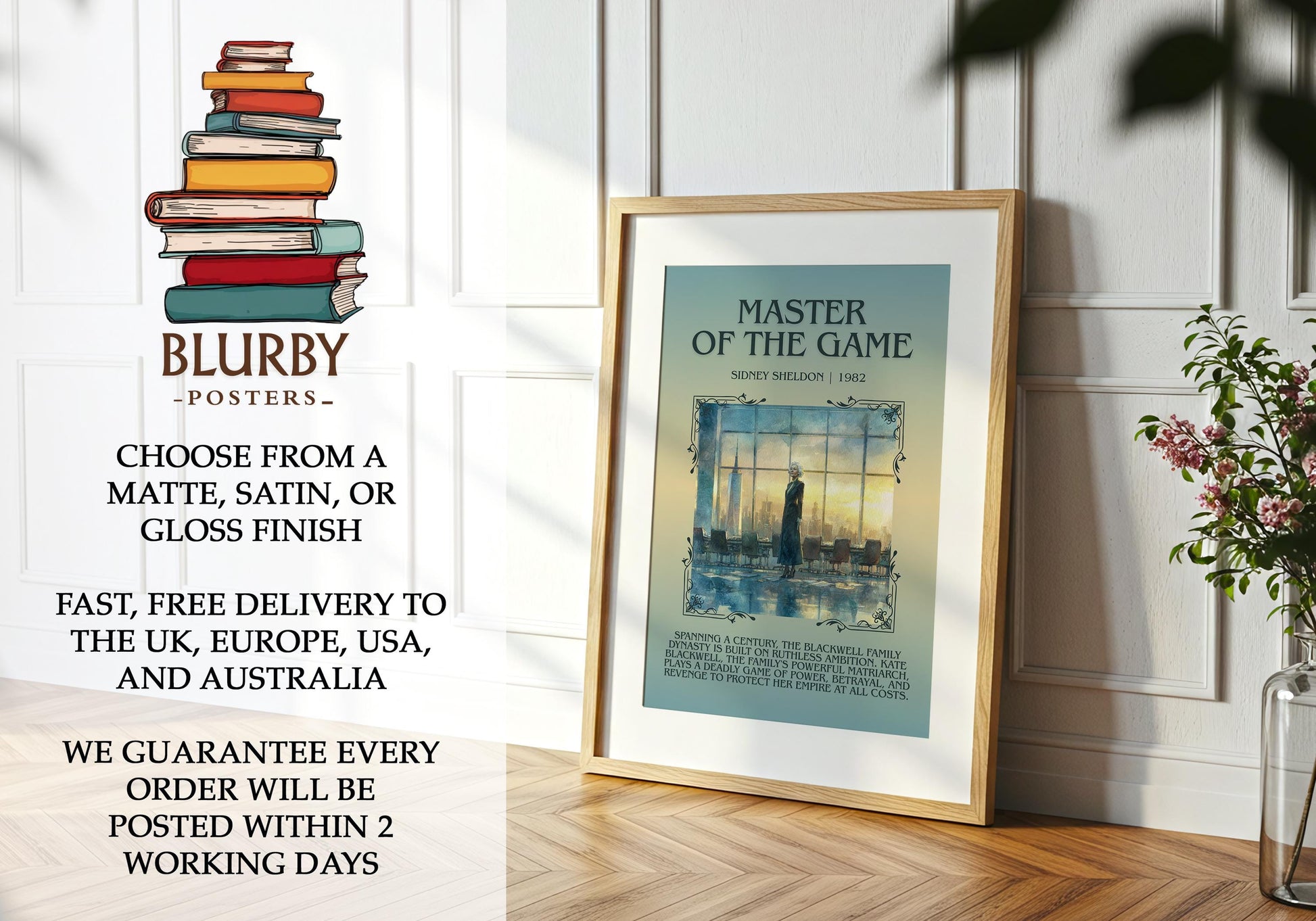 Master Of The Game by Sidney Sheldon | Descriptive Book Poster | Blurby