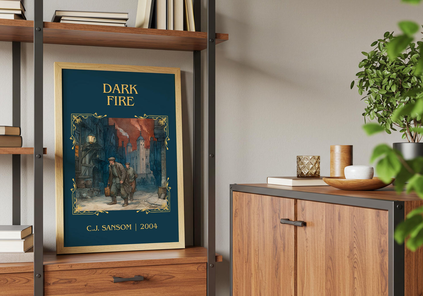 Dark Fire by C.J. Sansom | Descriptive Book Poster | Minimalist