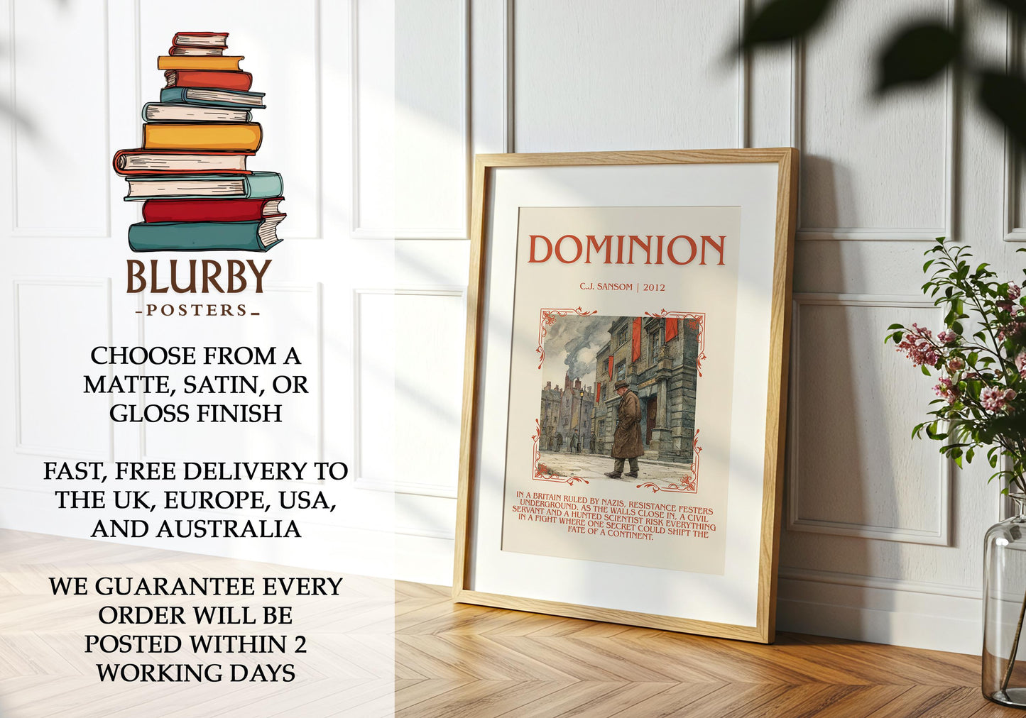 Dominion by C.J. Sansom | Descriptive Book Poster | Blurby