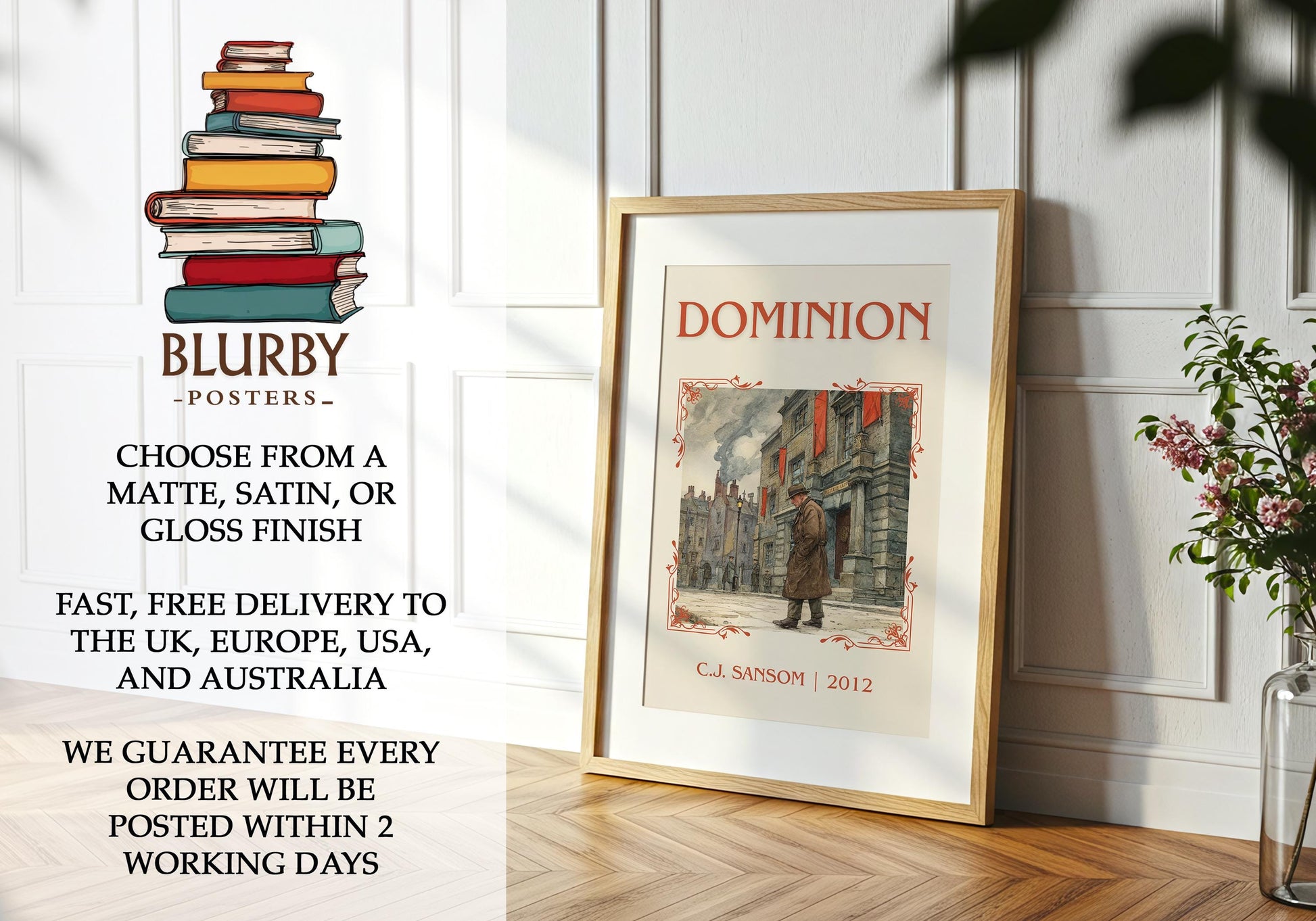 Dominion by C.J. Sansom | Descriptive Book Poster | Minimalist
