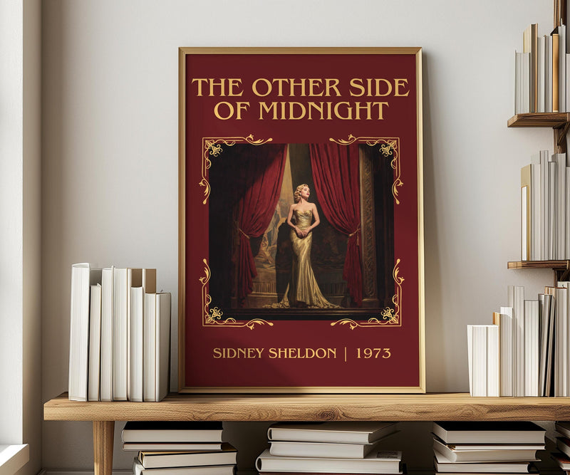 The Other Side of Midnight classic book art print in frame leaning in hallway – romance wall art