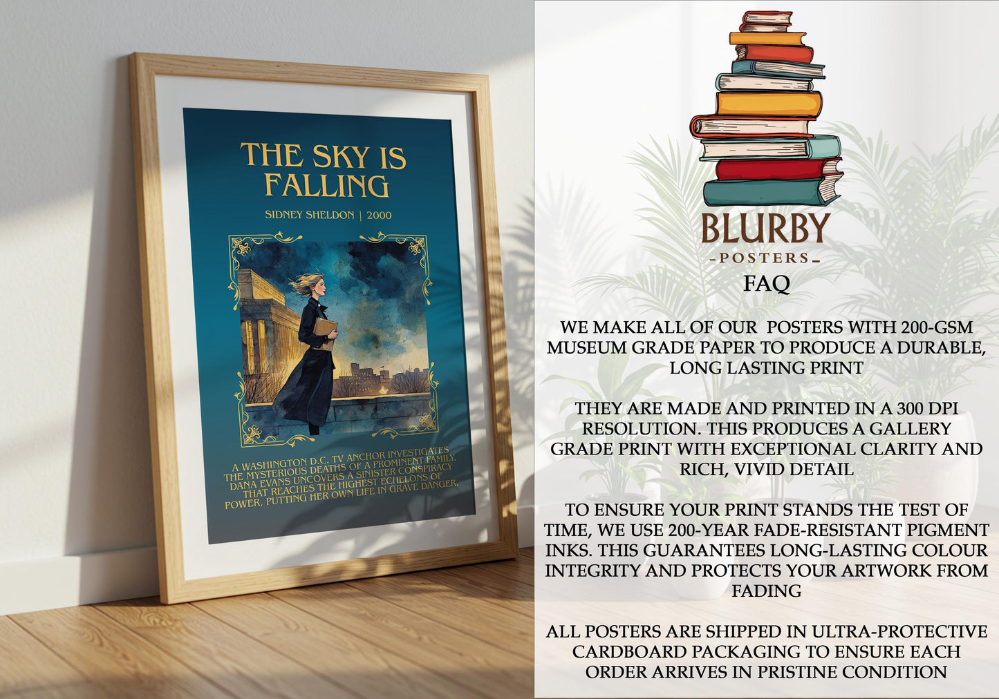 The Sky Is Falling by Sidney Sheldon | Descriptive Book Poster | Blurby