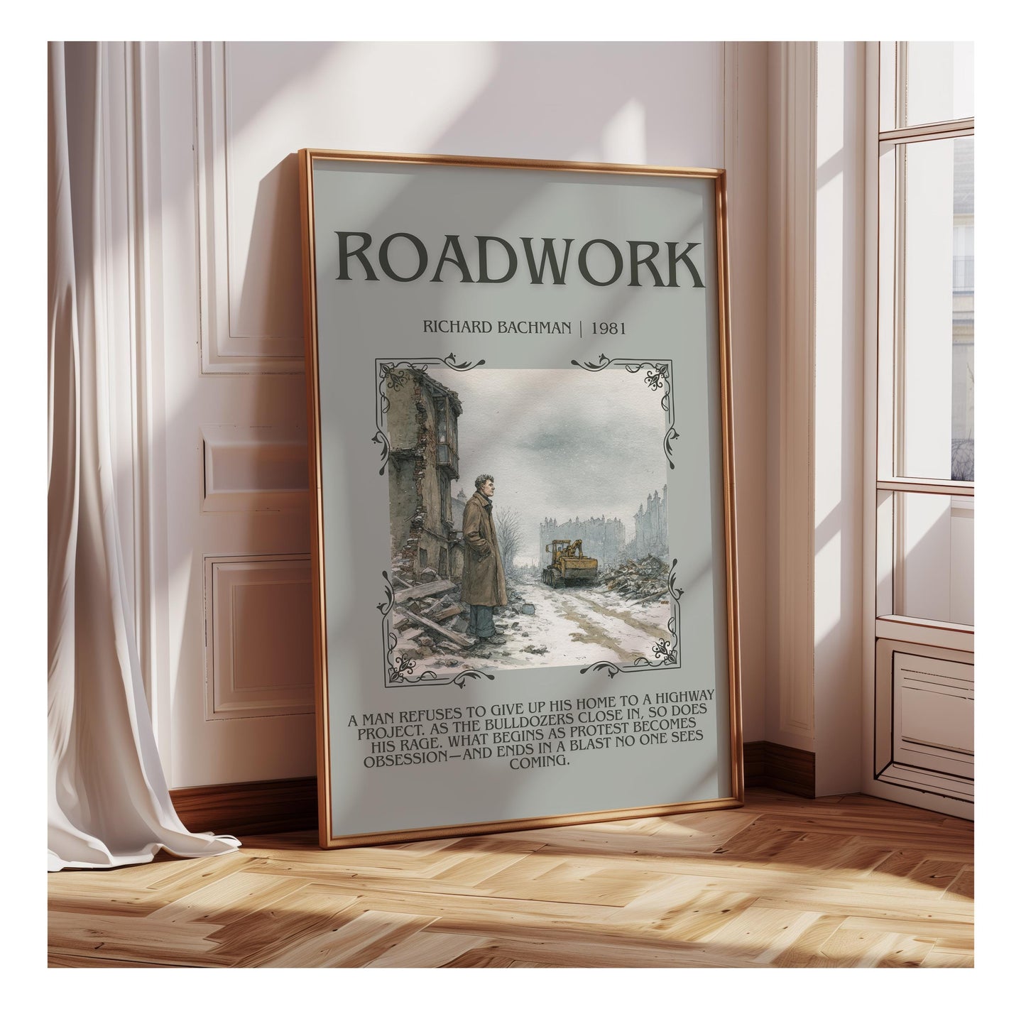 Roadwork by Richard Bachman | Descriptive Book Poster | Blurby