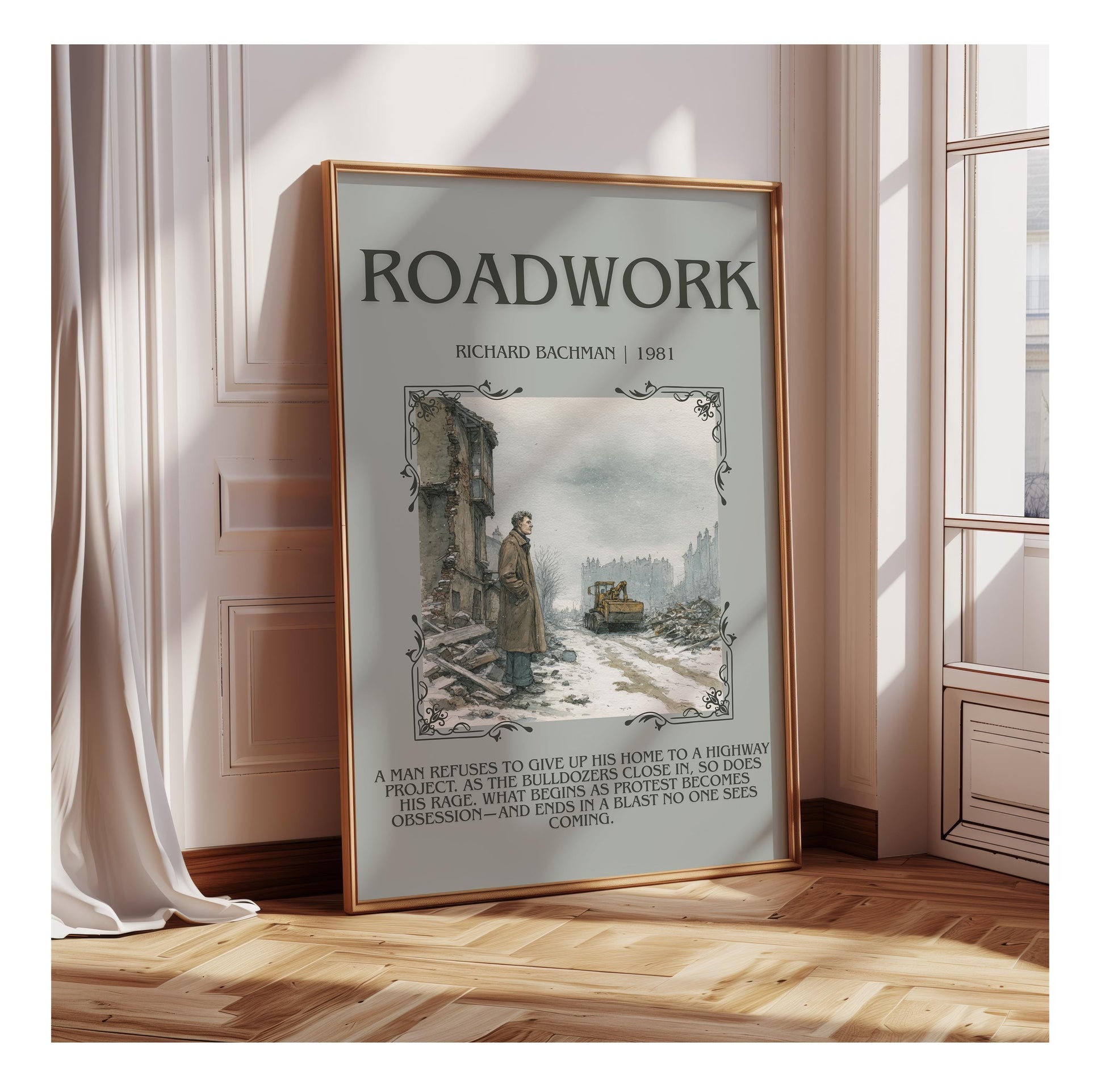 Roadwork by Richard Bachman | Descriptive Book Poster | Blurby