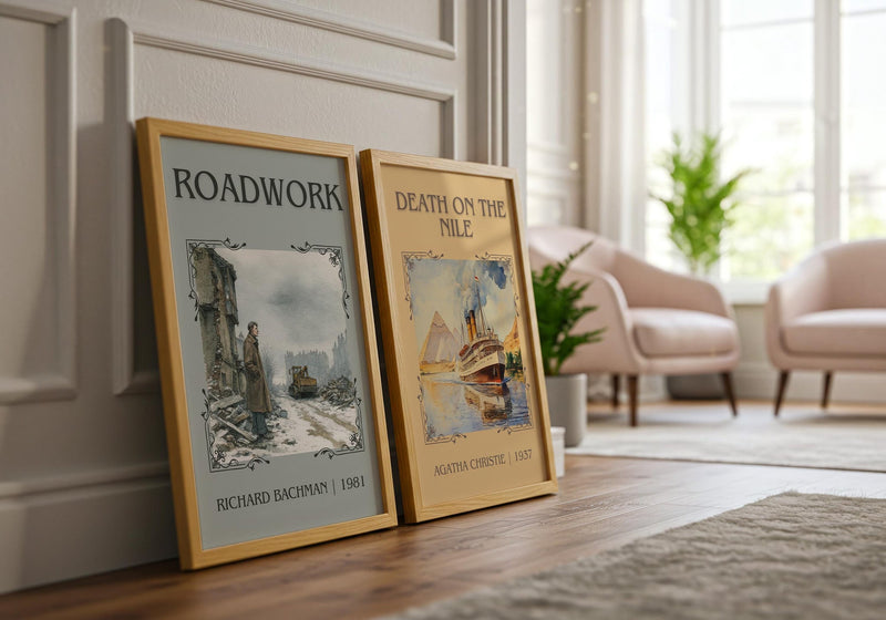 Roadwork classic book art print on bookshelf – Richard Bachman fan gift