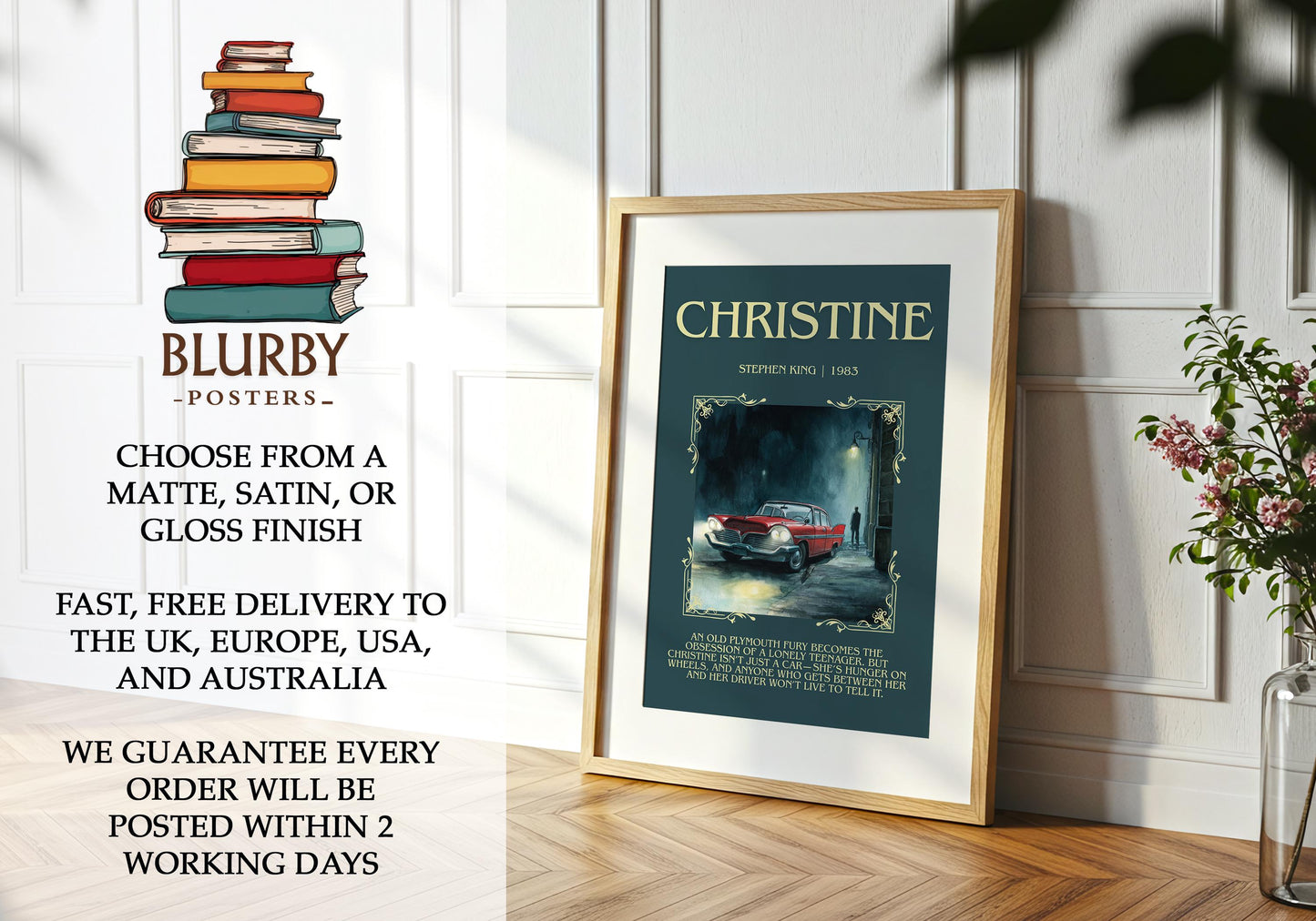Christine by Stephen King | Descriptive Book Poster | Blurby