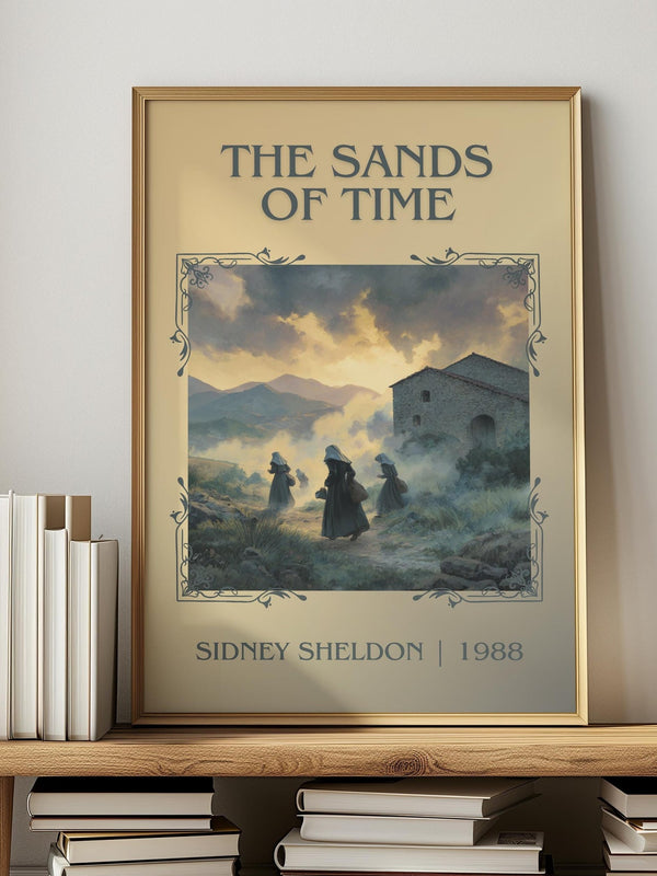 The Sands of Time classic book art print in frame leaning in hallway – thriller wall art