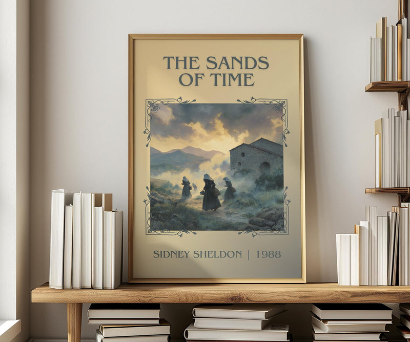 The Sands of Time classic book art print in frame leaning in hallway – thriller wall art