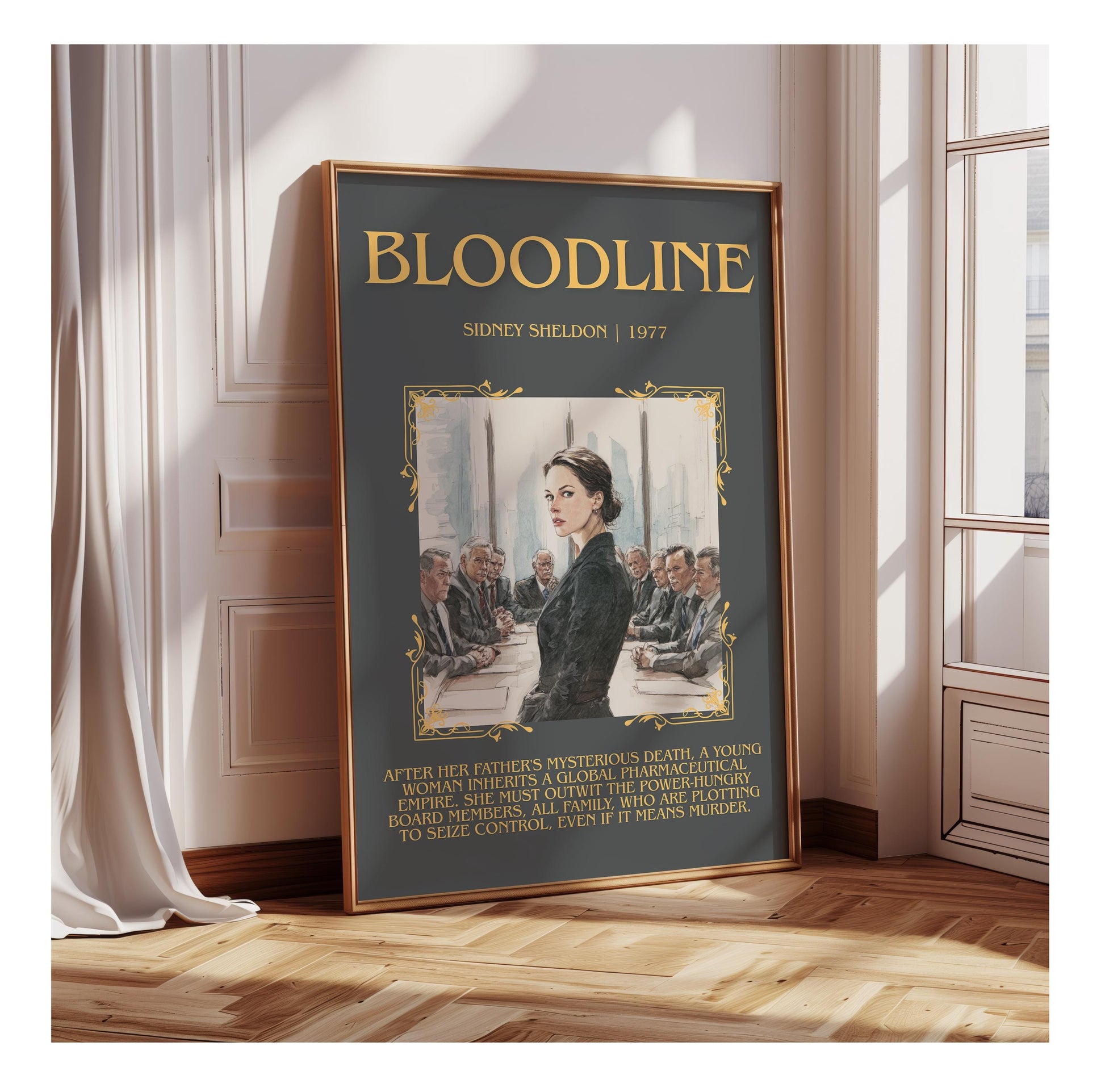 Bloodline by Sidney Sheldon | Descriptive Book Poster | Blurby