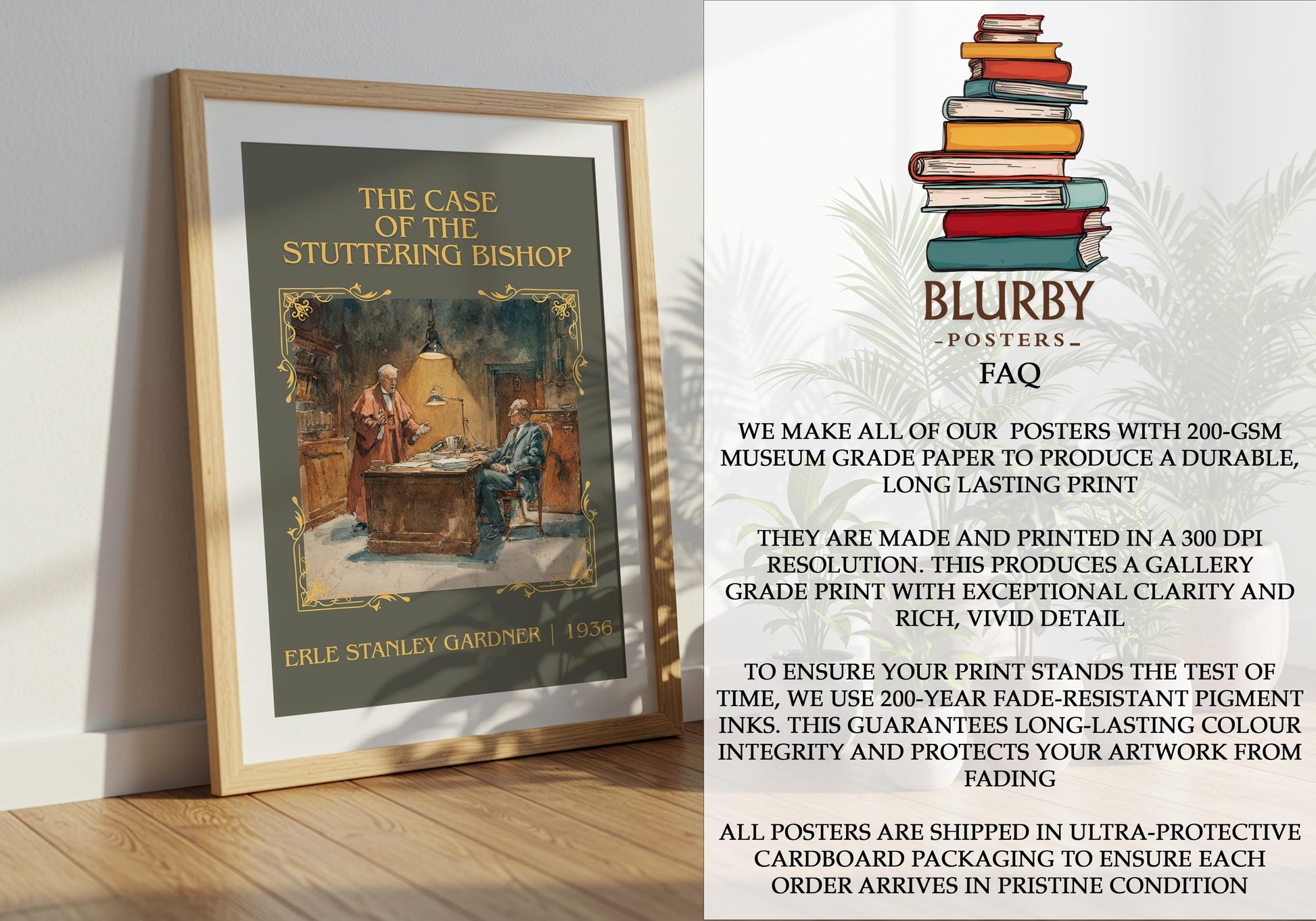 The Case Of The Stuttering Bishop by Erle Stanley Gardner | Descriptive Book Poster | Minimalist