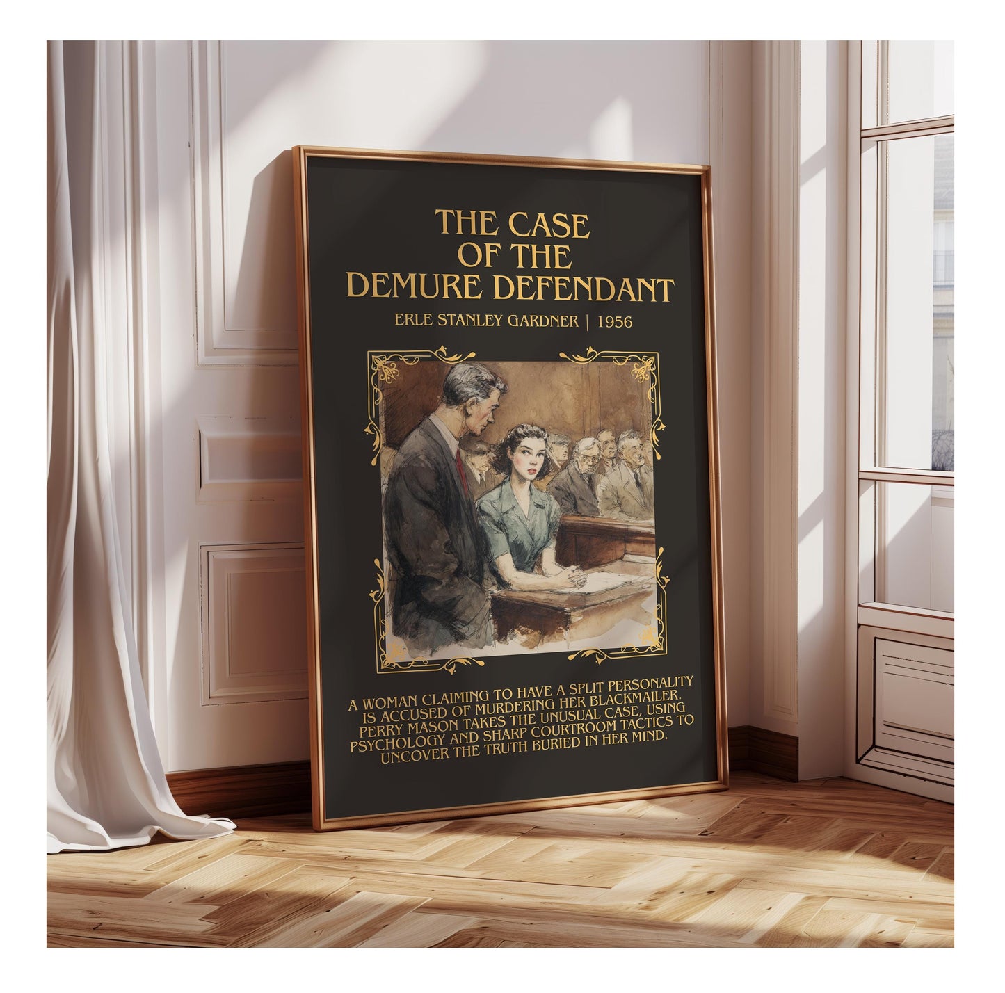 The Case Of The Demure Defendant by Erle Stanley Gardner | Descriptive Book Poster | Blurby