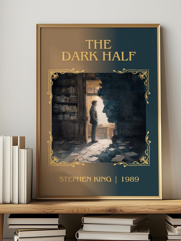 The Dark Half classic book art print in frame leaning in hallway – horror wall art