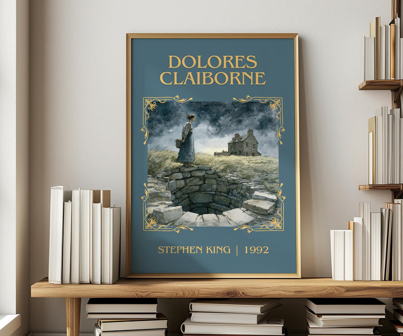 Dolores Claiborne classic book art print in frame leaning in hallway – thriller wall art