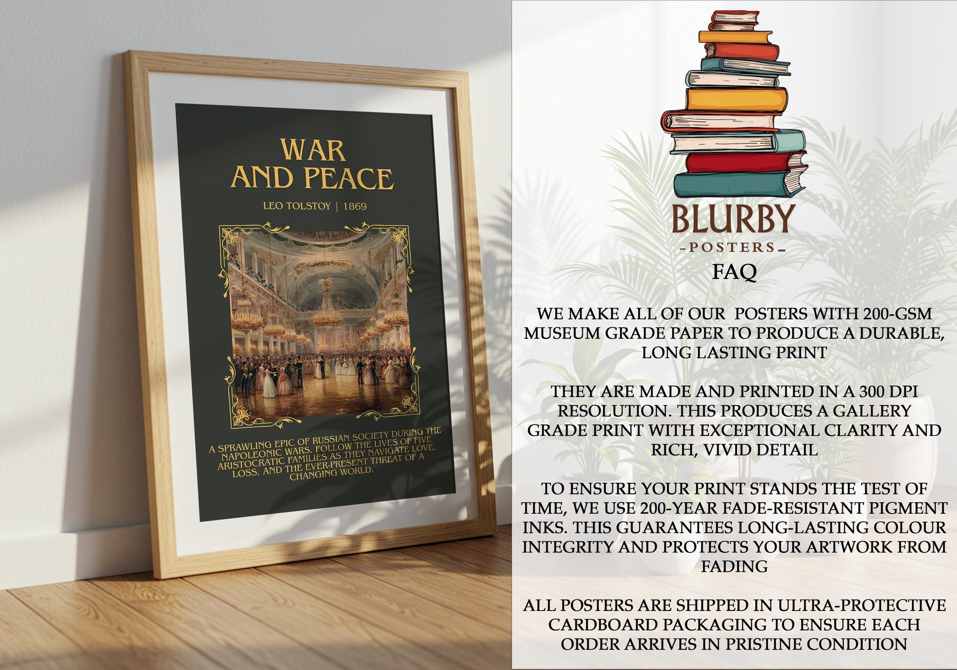 War And Peace by Leo Tolstoy | Descriptive Book Poster | Blurby
