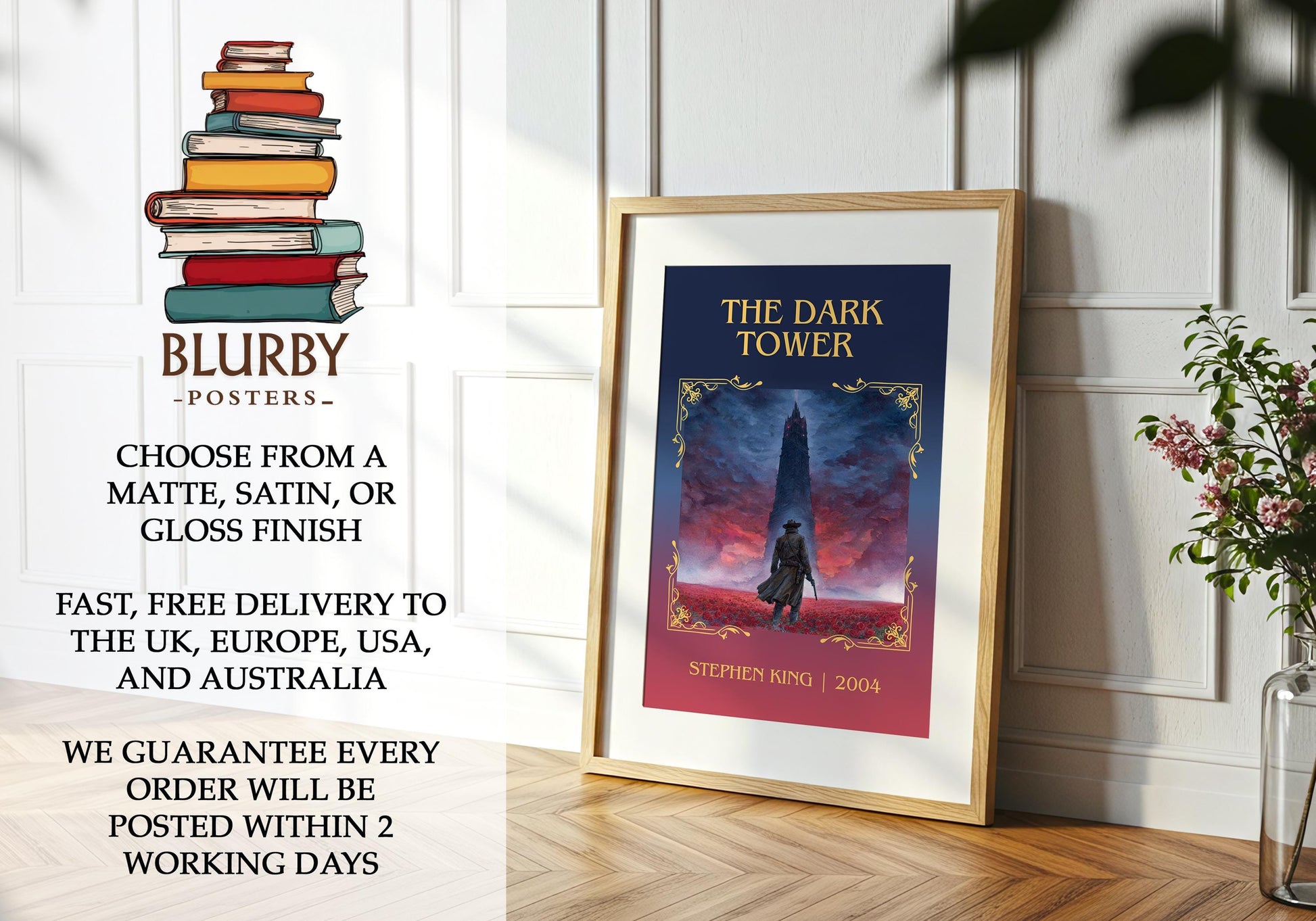 The Dark Tower by Stephen King | Descriptive Book Poster | Minimalist