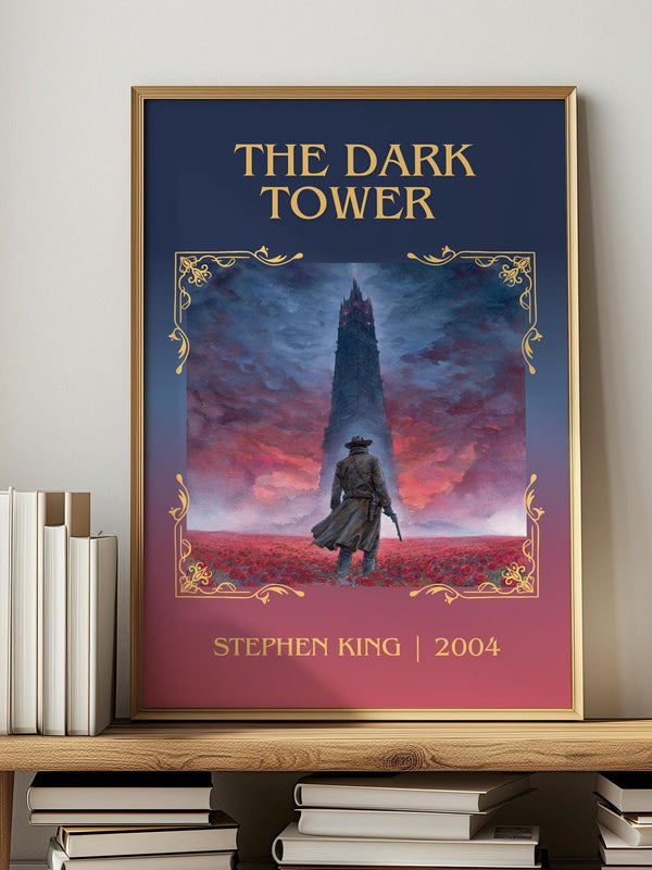 The Dark Tower classic book art print in frame leaning in hallway – fantasy wall art