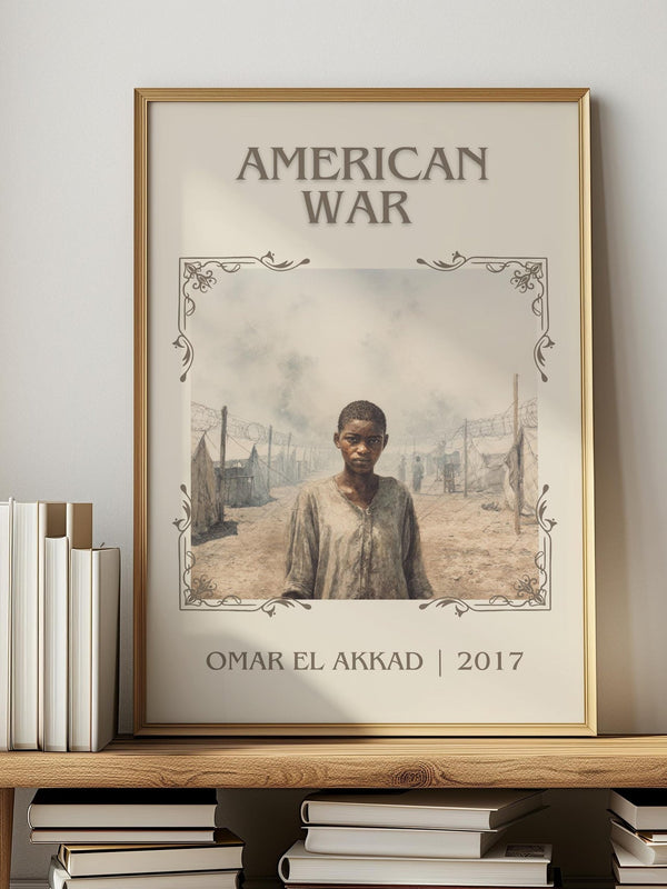 American War classic book art print in frame leaning in hallway – historical fiction wall art