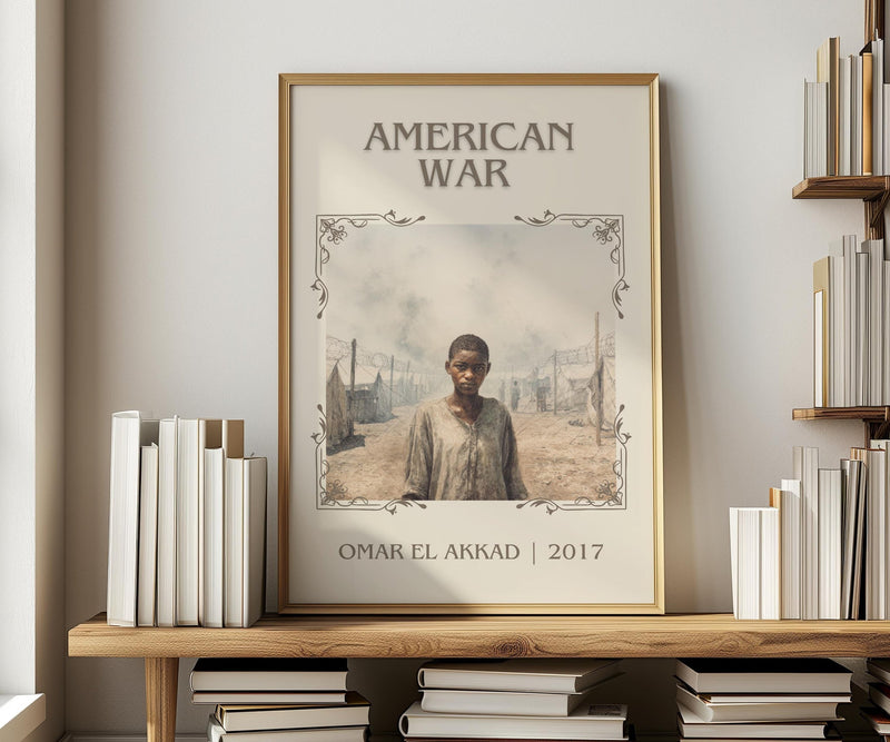 American War classic book art print in frame leaning in hallway – historical fiction wall art