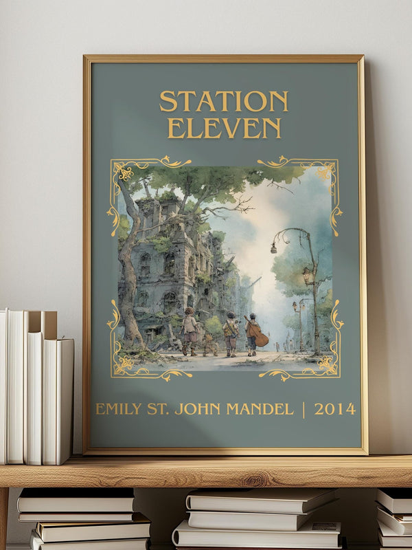 Station Eleven classic book art print in frame leaning in hallway – literary fiction wall art
