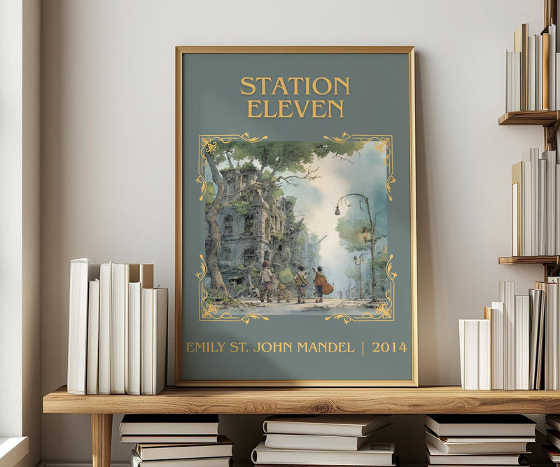 Station Eleven classic book art print in frame leaning in hallway – literary fiction wall art