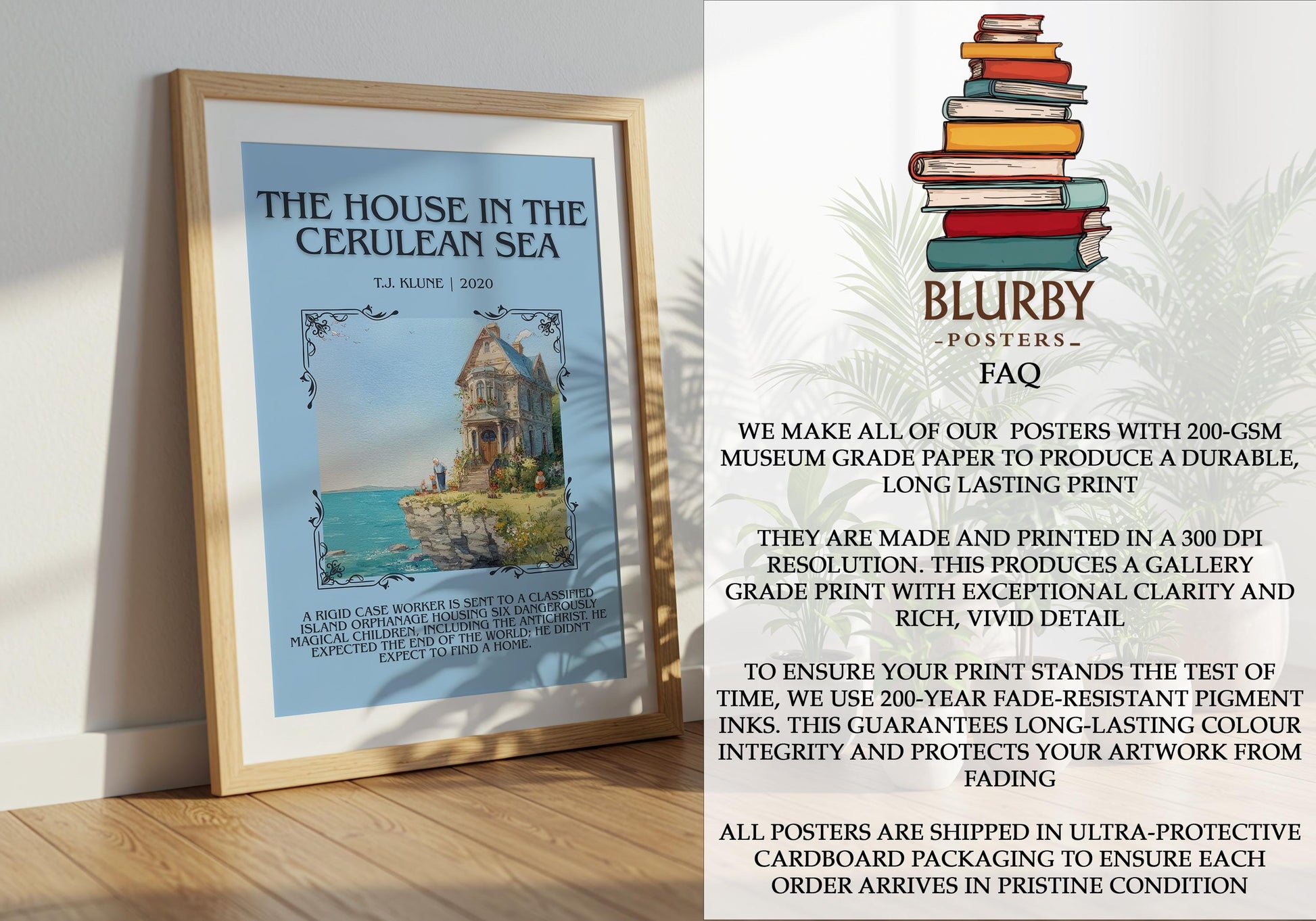The House In The Cerulean Sea by T.J. Klune | Descriptive Book Poster | Blurby
