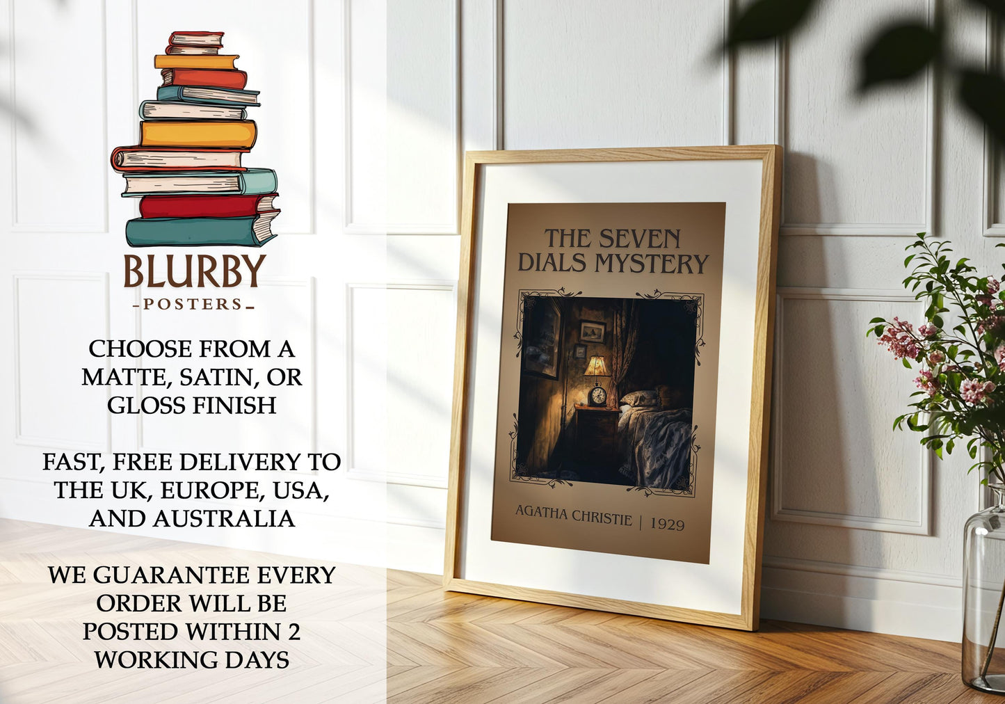 The Seven Dials Mystery by Agatha Christie | Descriptive Book Poster | Minimalist