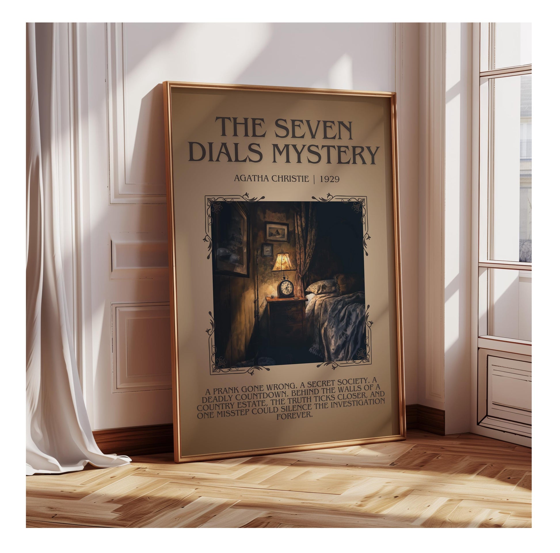 The Seven Dials Mystery by Agatha Christie | Descriptive Book Poster | Blurby