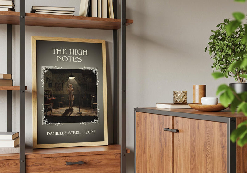 The High Notes classic book art print framed by window – literary home decor
