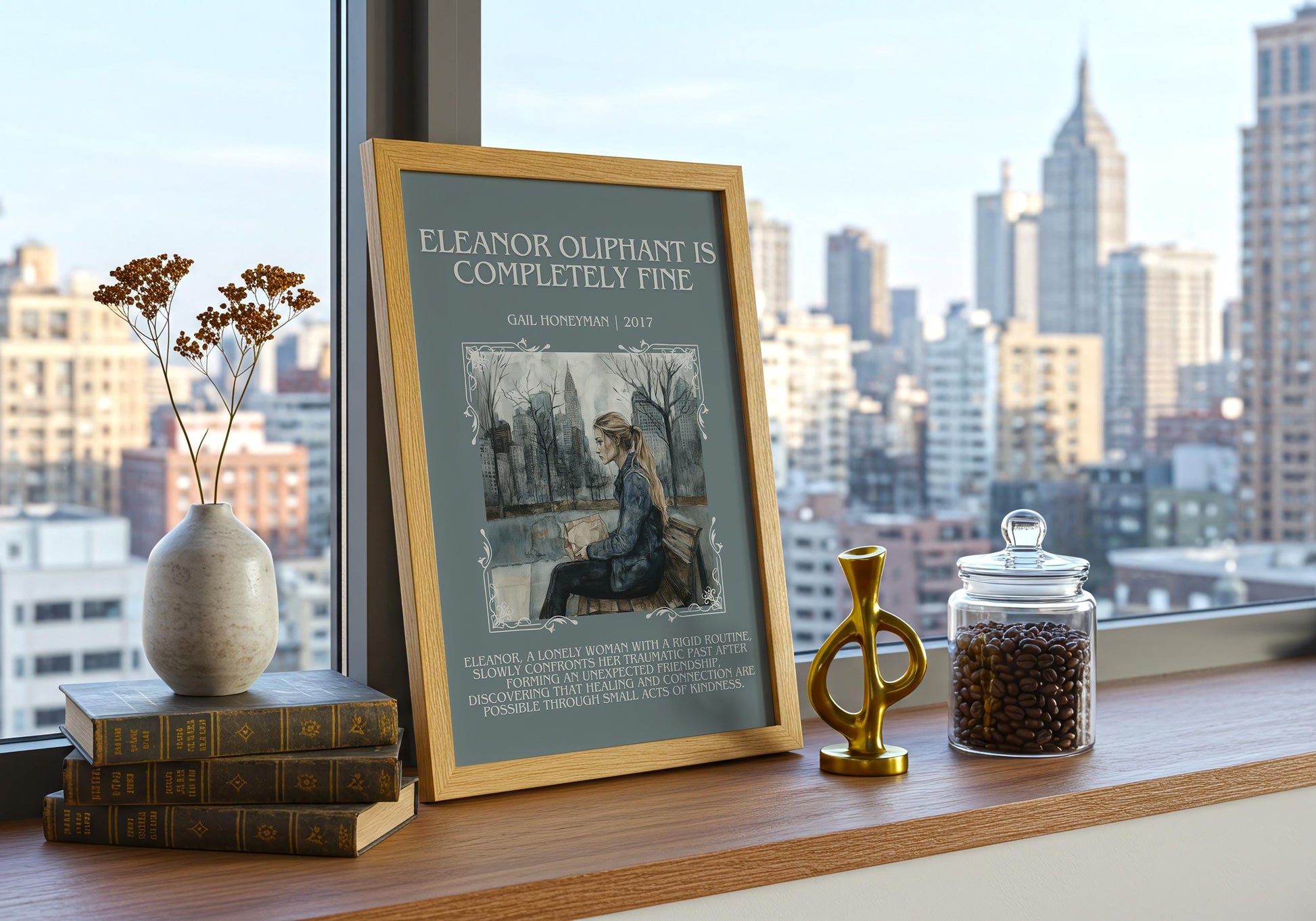 Eleanor Oliphant Is Completely Fine by Gail Honeyman | Descriptive Book Poster | Blurby